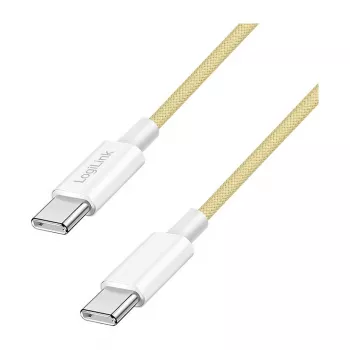 LogiLink USB 2.0 Type-C Kabel, C/M auf C/M, 480 Mbps, 60W, Nylon, Gelb, 0,5 m