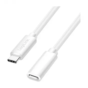 Logilink USB 2.0 USB-C Verlängerungskabel (Stecker auf Buchse) – 100W PD, 480 Mbps, Weiß, 2m