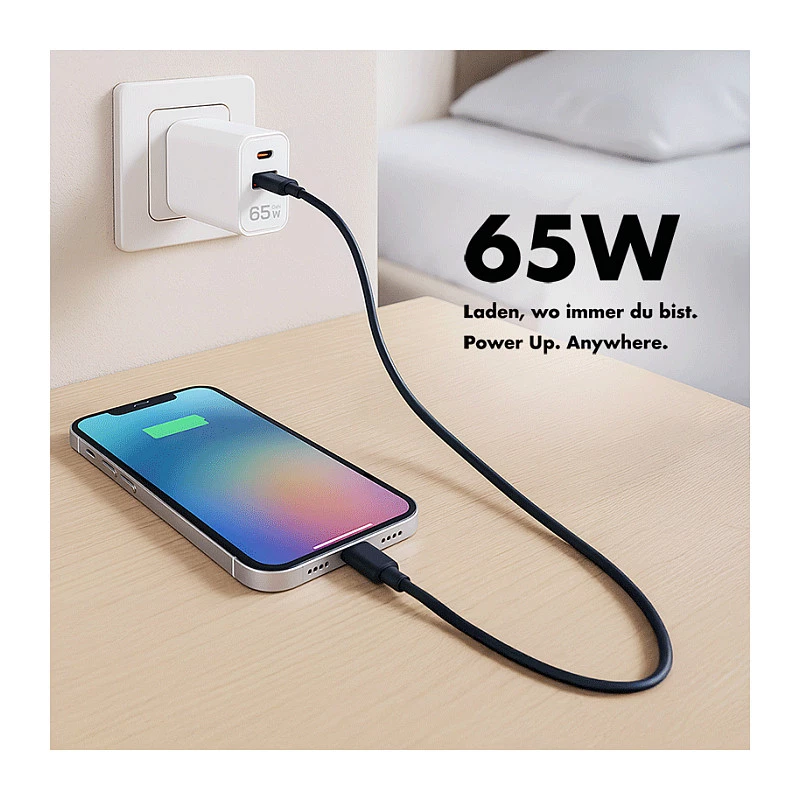 Logilink USB-A/C Charger 65 W GaN, 1x USB-A (QC), 1x USB-C (PD), Weiß