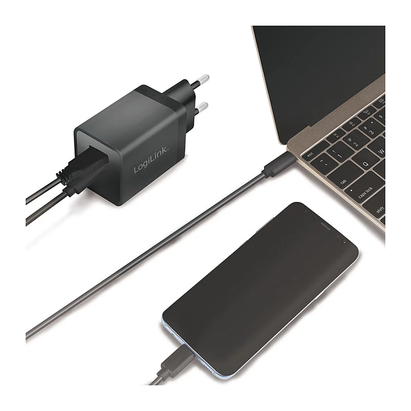 Logilink USB-A/C Ladekit, 15 W, je 1x USB-A, 1x USB-C, Schwarz