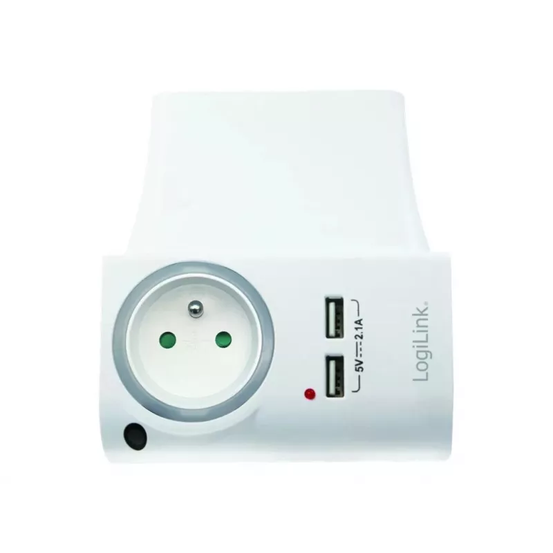 LogiLink USB-A-Wandladegerät 10,5 W, 2 Ports, mit Ladestation, Weiß