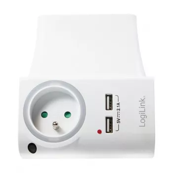 LogiLink USB-A-Wandladegerät 10,5 W, 2 Ports, mit Ladestation, Weiß