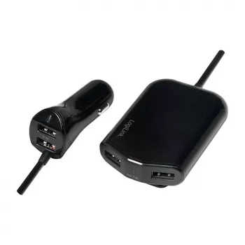 Logilink USB-Autoladegerät, 2+2 Ports, 24 W, schwarz