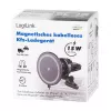 LogiLink Kabelloses Auto-Ladegerät mit Smartphone-Halterung 15W, Runde Form, Qi, Automatische Klemmung, Lüftungsschlitz & Saugnapf, Schwarz