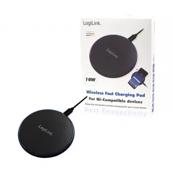LogiLink Kabelloses Tisch-Schnellladegerät 10 W Qi Ladepad schwarz