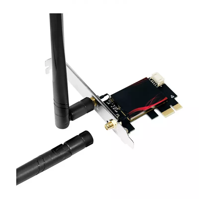 LogiLink WL0248 PCI-Express Wi-Fi 6E AX5400 Tri-Band-Karte mit Bluetooth 5.2, 2,4/5/6 GHz, 2x abnehmbare 5-dBi-Antennen, Intel AX210, WPA3, Windows 10/11 & Linux