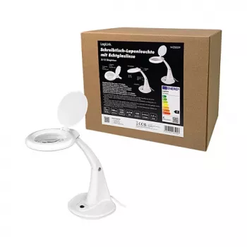 LOGILINK WZ0059 LED-Lupe mit Tischständer, 3 Dioptrien (1,75x), 40 SMD-LEDs, 6,5 W, Tageslichtweiß, Schwarz