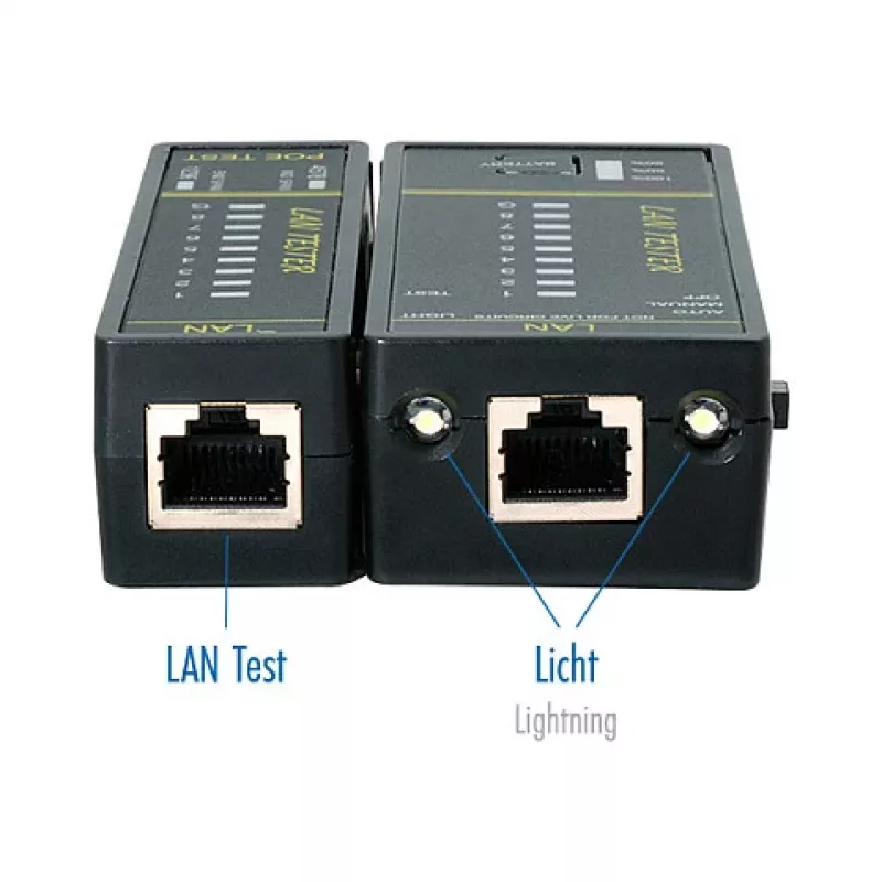 LOGILINK WZ0080 LAN-Kabeltester & PoE-Finder mit Magnet, Taschenlampe, hintergrundbeleuchtetem LCD, 300 m Reichweite