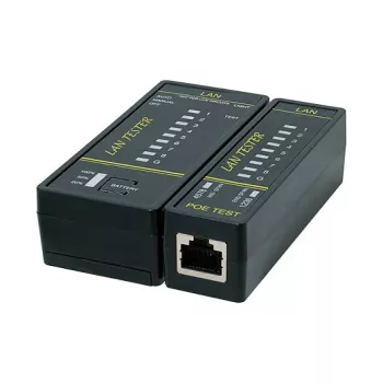LOGILINK WZ0080 LAN-Kabeltester & PoE-Finder mit Magnet, Taschenlampe, hintergrundbeleuchtetem LCD, 300 m Reichweite