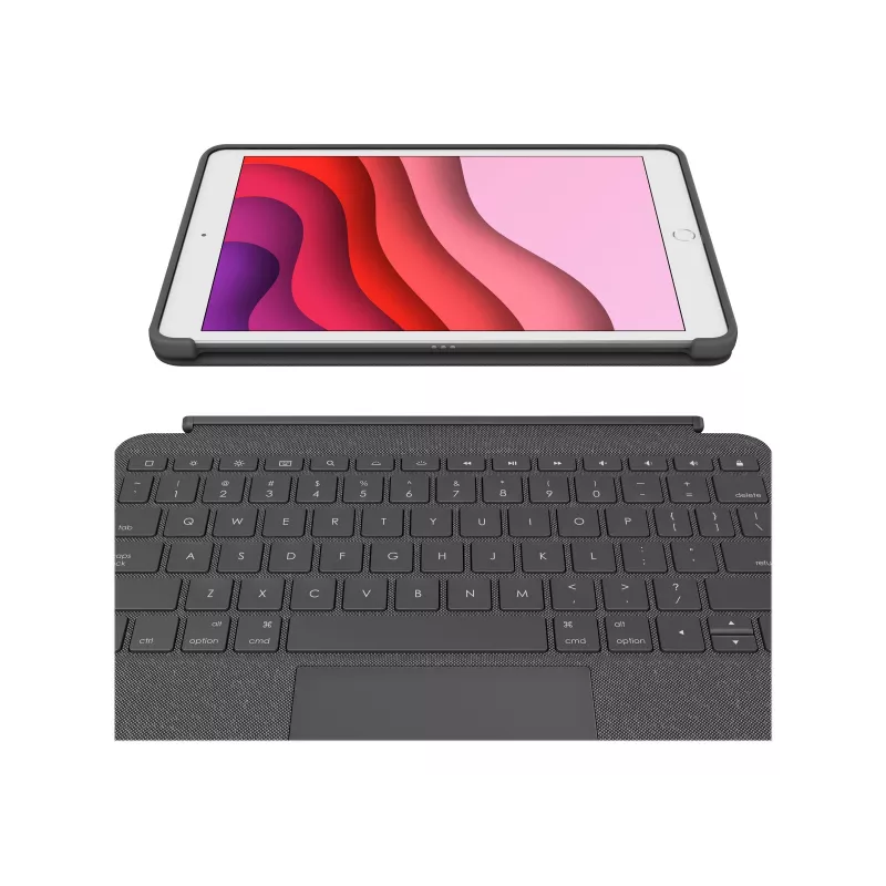 Logitech Combo Touch Tastatur und Folio-Hülle mit Trackpad, hintergrundbeleuchtet, Apple Smart Connector, AZERTY Französisch, Graphit, für Apple 10,2-Zoll iPad (7. Generation, 8. Generation)