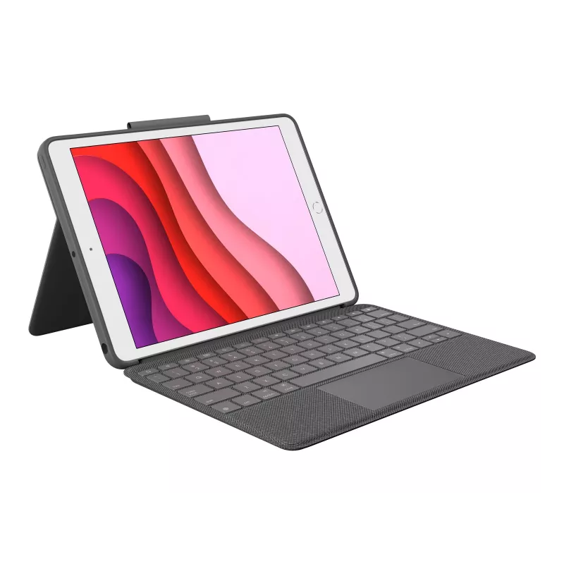 Logitech Combo Touch Tastatur und Folio Hülle mit Trackpad für Apple 10,2-Zoll iPad (7., 8., 9. Generation) - Graphit - UK Layout