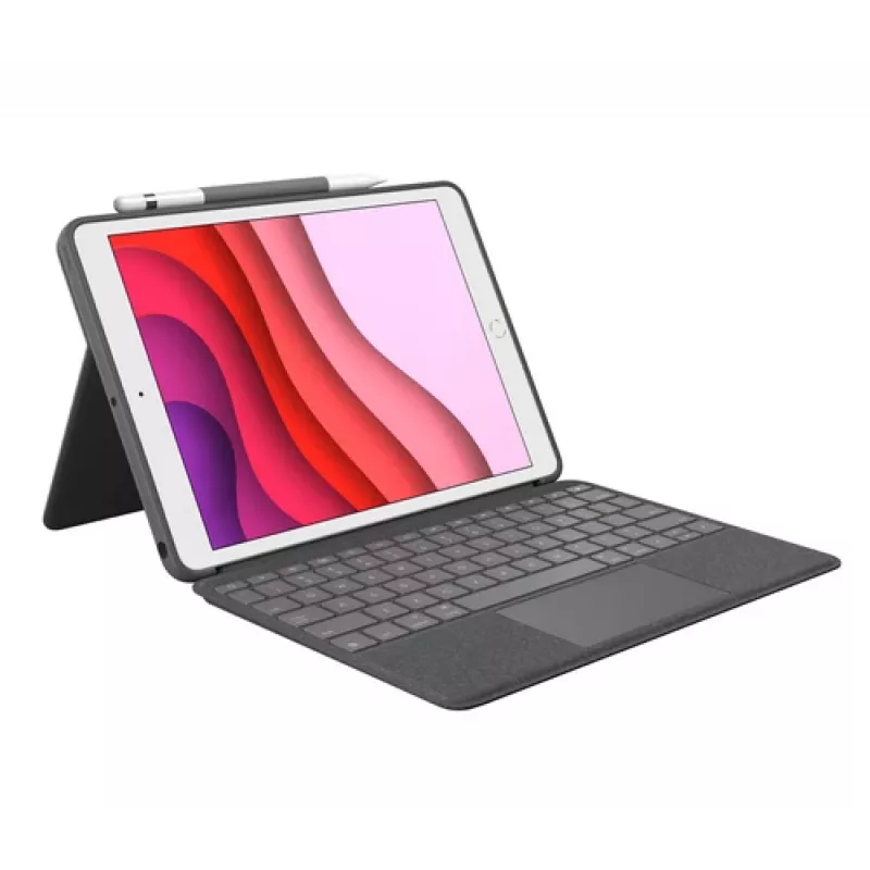 Logitech Combo Touch Tastatur und Folio Hülle mit Trackpad für Apple 10,2-Zoll iPad (7., 8., 9. Generation) - Graphit - UK Layout