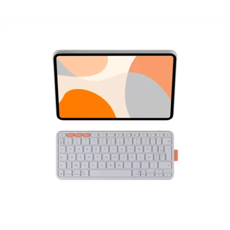 Logitech Flip Folio Tastatur- und Folio-Case - Vollformat - Kabellos - Bluetooth 5.1 LE - AZERTY - Französisch - Hellgrau - für Apple 10,9-Zoll iPad Air (5. Generation)