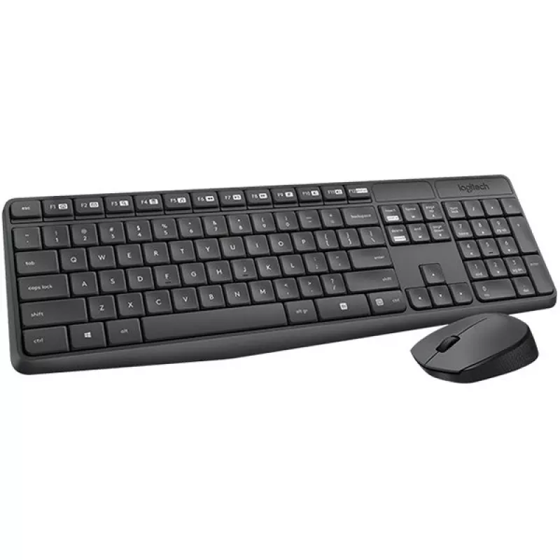 Logitech MK235 Kabelloses Tastatur- und Maus-Set, 2,4 GHz RF, QWERTZ-Layout, Schwarz, USB-Empfänger – 920-008031