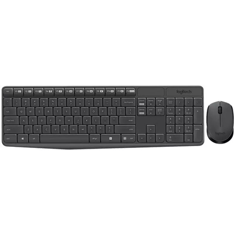 Logitech MK235 Kabelloses Tastatur- und Maus-Set, 2,4 GHz RF, QWERTZ-Layout, Schwarz, USB-Empfänger – 920-008031