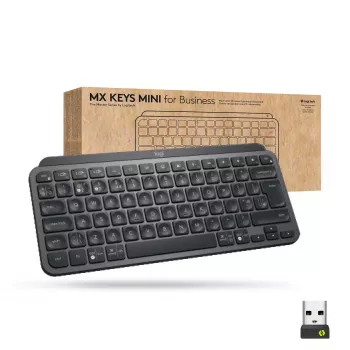Logitech MX Keys Mini for Business - Kabellose kompakte Tastatur mit Hintergrundbeleuchtung, Graphit, US Intl