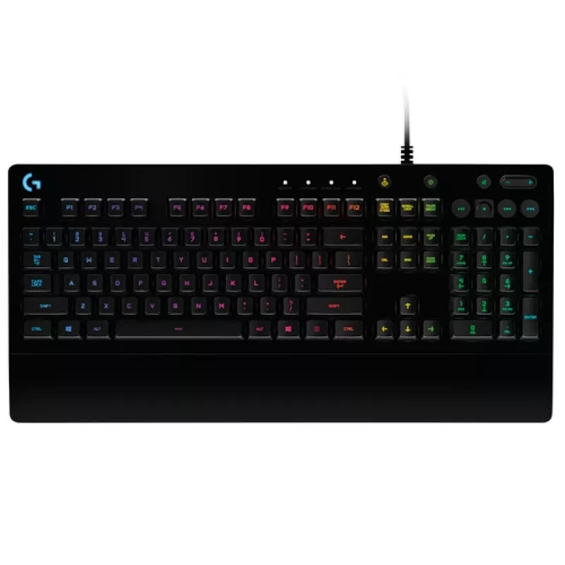 Logitech Prodigy G213 Prodigy Gaming-Tastatur - RGB-Hintergrundbeleuchtung, QWERTY US Englisch, spritzwassergeschützt, integrierte Handballenauflage