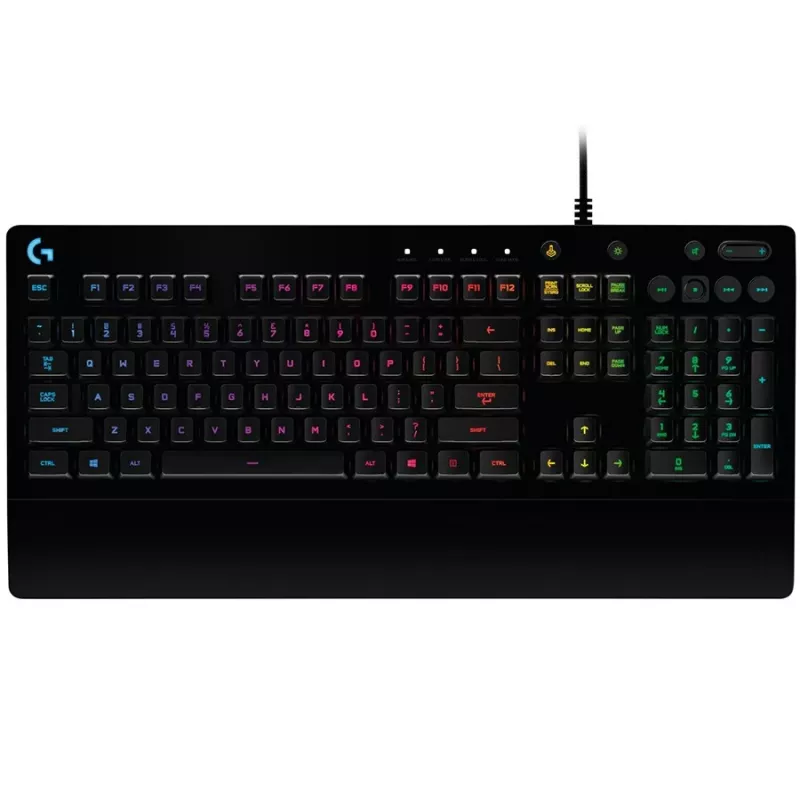 Logitech Prodigy G213 Prodigy Gaming-Tastatur - RGB-Hintergrundbeleuchtung, QWERTY US Englisch, spritzwassergeschützt, integrierte Handballenauflage