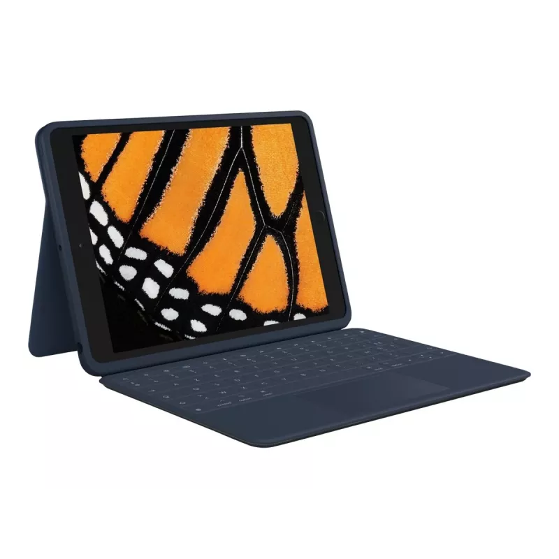 Logitech Rugged Combo 3 Touch for Education - Tastatur- und Folio-Case - mit Trackpad - Apple Smart Connector - AZERTY - Französisch - Classic Blue - für Bildungseinrichtungen - für Apple 10,2-Zoll-iPad