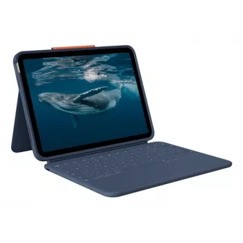 Logitech Rugged Combo 4c Classic Blue iPad-Tastaturhülle mit Trackpad, Smart Connector, QWERTZ