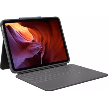 Logitech Rugged Folio Tastatur- und Folio-Case mit Apple Smart Connector - AZERTY Französisches Layout - Graphit - für Apple 10,9-Zoll iPad (10. Generation)