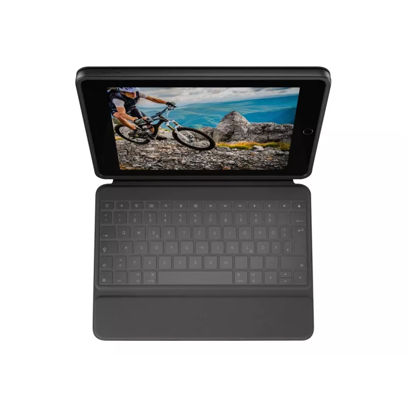 Logitech Rugged Folio mit US International QWERTY-Tastatur für Apple iPad der 10. Generation (A2696) - Graphit, MIL-STD-810G Sturzsicherung