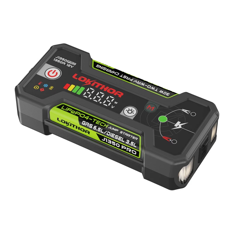 LOKITHOR J1350 Pro 25.6Wh 12V Jump Starter mit 2500A Spitzenstrom und Luftkompressor