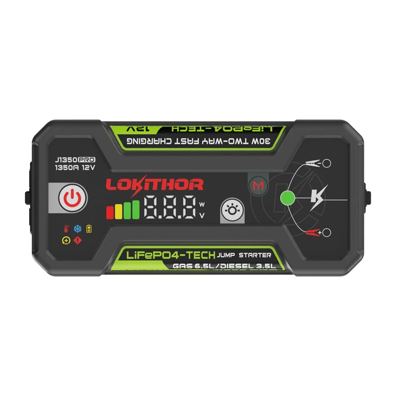 LOKITHOR J1350 Pro 25.6Wh 12V Jump Starter mit 2500A Spitzenstrom und Luftkompressor