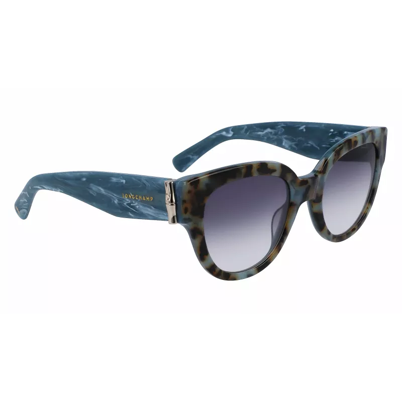 LONGCHAMP LO733S Damen rechteckige Acetat-Sonnenbrille Havana Braun Verlauf 52mm