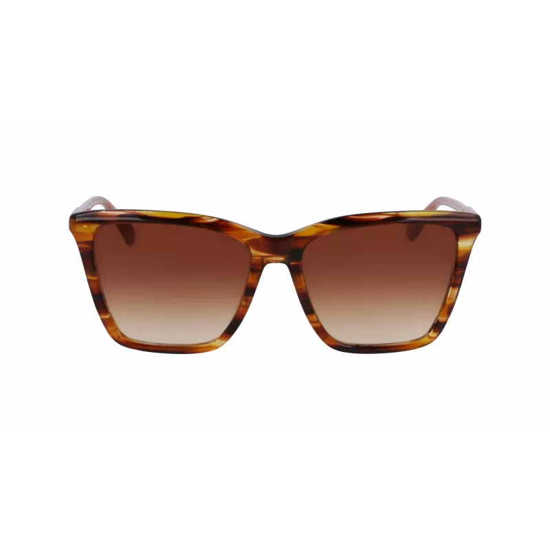 LONGCHAMP Damen Sonnenbrille LO719S-238 Havana Acetat eckiger Rahmen braun getönte Gläser 56mm