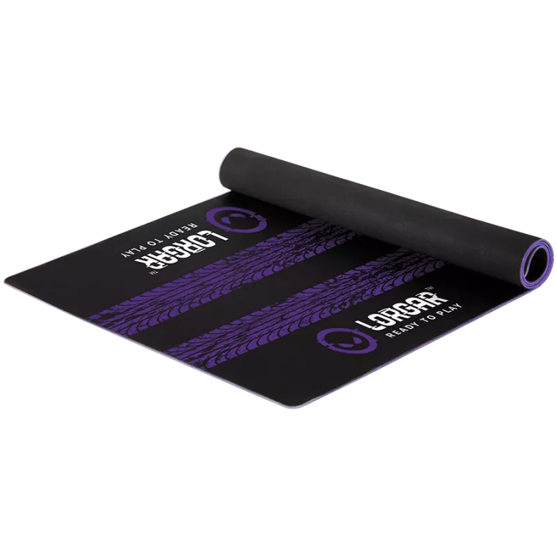 LORGAR RX1FM Sim Racing Bodenmatte Advanced, mit gekettelter Kante, 1700x700x3 mm, Schwarz/Lila