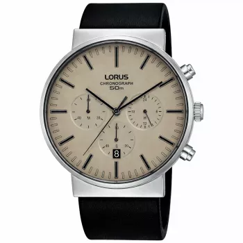 Lorus Herren Quarz Analog Uhr RT381GX9 - 43mm Edelstahl Armband, Schwarzes Zifferblatt, 100m Wasserdichtigkeit