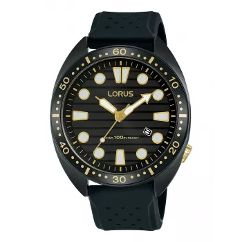 Lorus Herren-Quarzuhr RH927LX9 42mm Edelstahl Schwarzes Zifferblatt