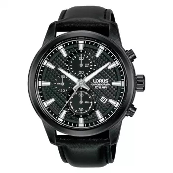 Lorus RM333HX9 Herren Quarz Analog Uhr 43mm Edelstahl Schwarzes Zifferblatt