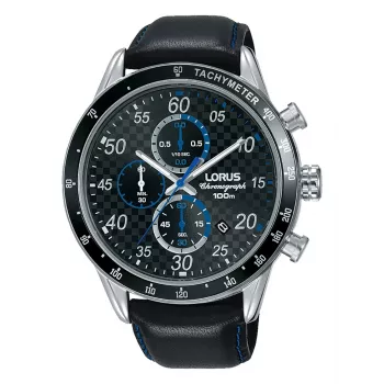 Lorus RM341EX9 Herren Quarz Analoguhr 45mm Edelstahl Schwarz Silikon