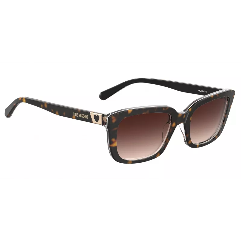 LOVE MOSCHINO Damen-Sonnenbrille MOL042S086F3H - Havanna-Acetatrahmen, braune Gradient-Polycarbonatgläser, 53/17/145 mm