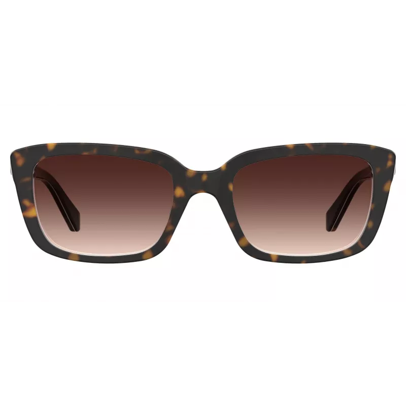 LOVE MOSCHINO Damen-Sonnenbrille MOL042S086F3H - Havanna-Acetatrahmen, braune Gradient-Polycarbonatgläser, 53/17/145 mm