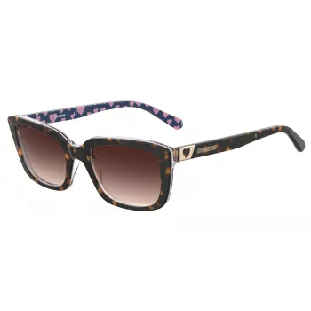 LOVE MOSCHINO Damen-Sonnenbrille MOL042S086F3H - Havanna-Acetatrahmen, braune Gradient-Polycarbonatgläser, 53/17/145 mm