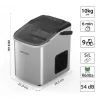 Lovio LVIM001SL Crystal Ice Home Ice Maker – 12 kg/24h, 2,2L Tank, Silber/Schwarz