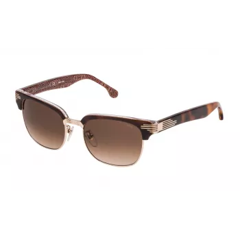 LOZZA SL2253M52300K Unisex Rechteckige Sonnenbrille - Schwarzer Acetatrahmen, Graue Polycarbonatgläser, UV400-Schutz