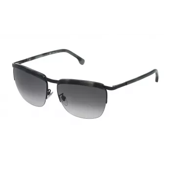 LOZZA SL2282M590531 Unisex Rechteckige Sonnenbrille Havanna Acetatrahmen Graue Polycarbonatgläser UV400 59mm