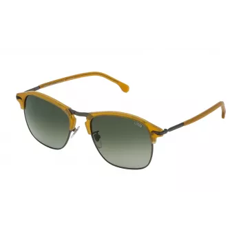 LOZZA SL2292M55627K Herren-Rechteck-Sonnenbrille - Schwarzer Acetatrahmen, graue Polycarbonatgläser, UV400-Schutz