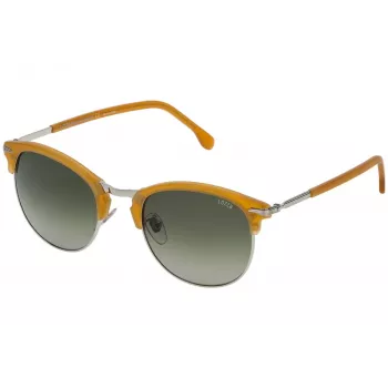 LOZZA SL2293M-579V Herren-Sonnenbrille, eckig, Havanna-Acetatrahmen, grüne Polycarbonat-Gläser, 52 mm