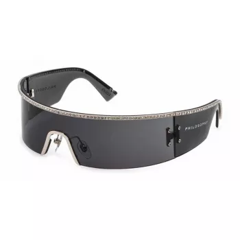LOZZA Damen rechteckige Acetat-Sonnenbrille SL2372S990579 Schwarz/Grau UV400