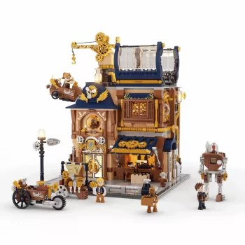 Lumibricks Steampunk Mechanical Workshop Building Blocks Set mit LED-Beleuchtung - 2150 Teile