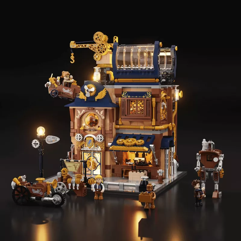 Lumibricks Steampunk Mechanical Workshop Building Blocks Set mit LED-Beleuchtung - 2150 Teile