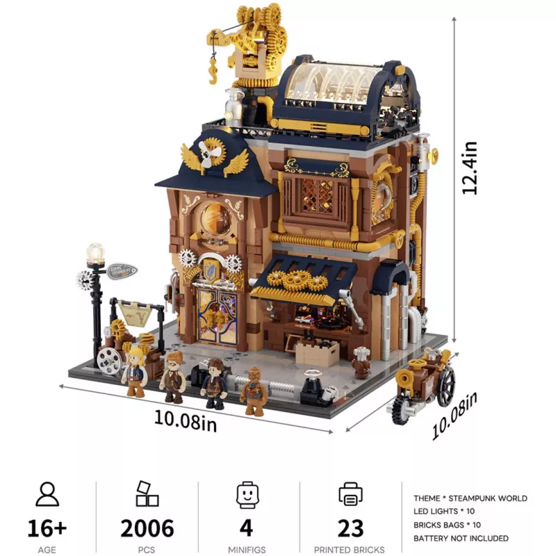 Lumibricks Steampunk Mechanical Workshop Building Blocks Set mit LED-Beleuchtung - 2150 Teile