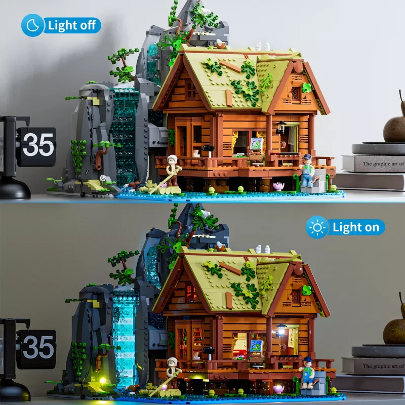 Lumibricks Waterfall Hut Bausteine-Set mit LED-Beleuchtung