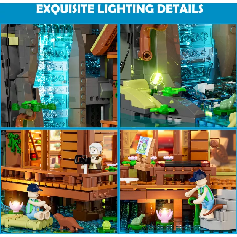 Lumibricks Waterfall Hut Bausteine-Set mit LED-Beleuchtung