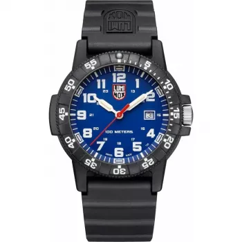 Luminox Herren XS.0323.L 44mm Swiss Quarz Uhr mit blauem Zifferblatt und schwarzem Kautschukarmband